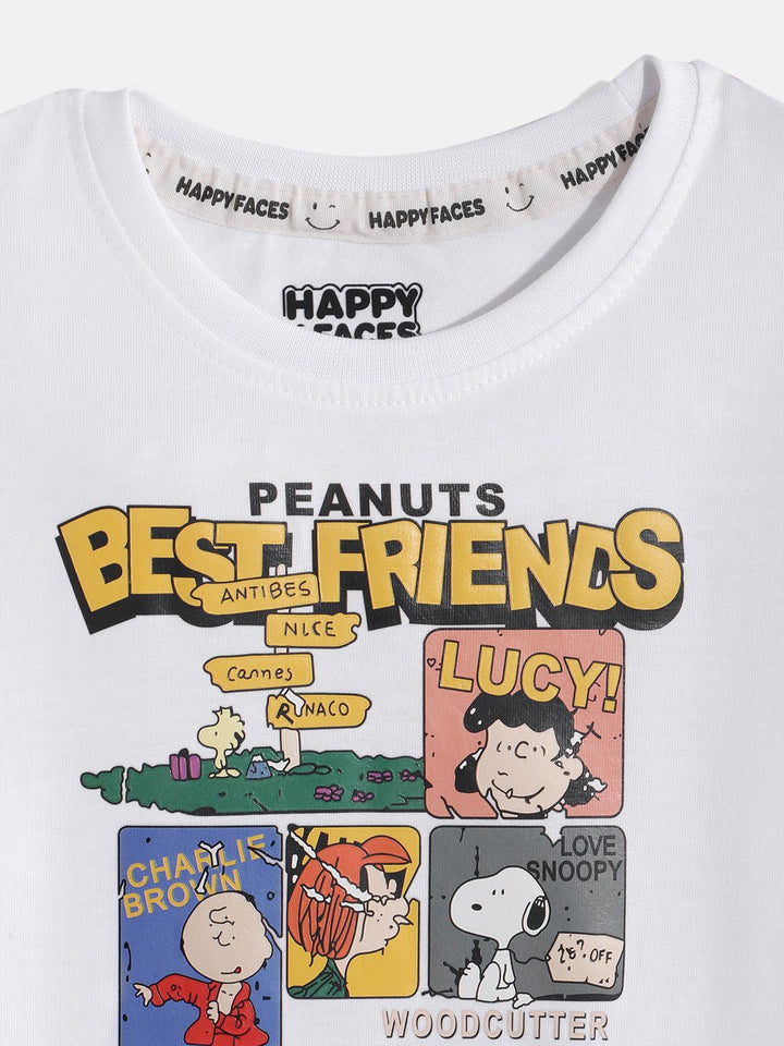 Happy Faces Boys Peanuts Printed Pure Cotton T-shirt