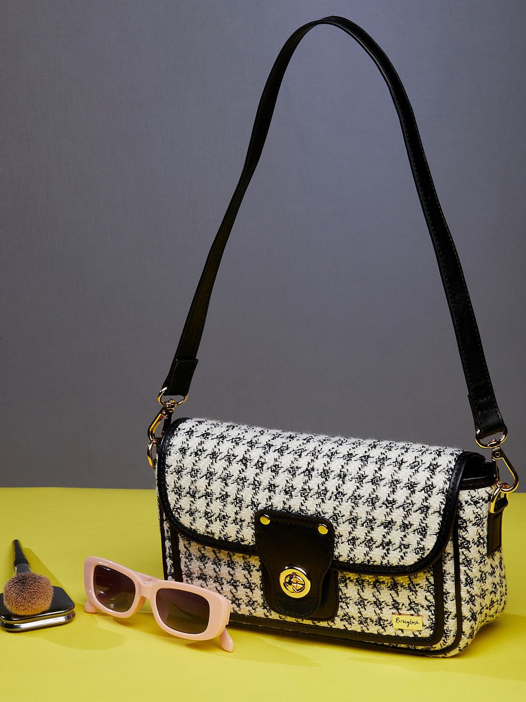 Berrylush White Textured Structured Shoulder Bag