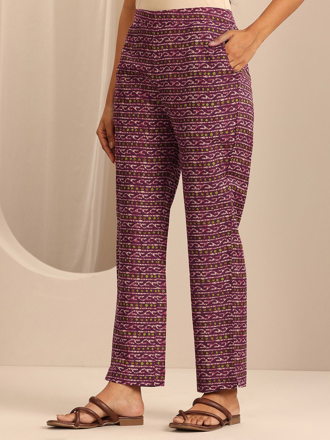 Libas Women Paisley Printed Regular Pure Cotton Kurta with Trousers