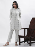 W Grey Geometric Printed Tunic With Trousers Set