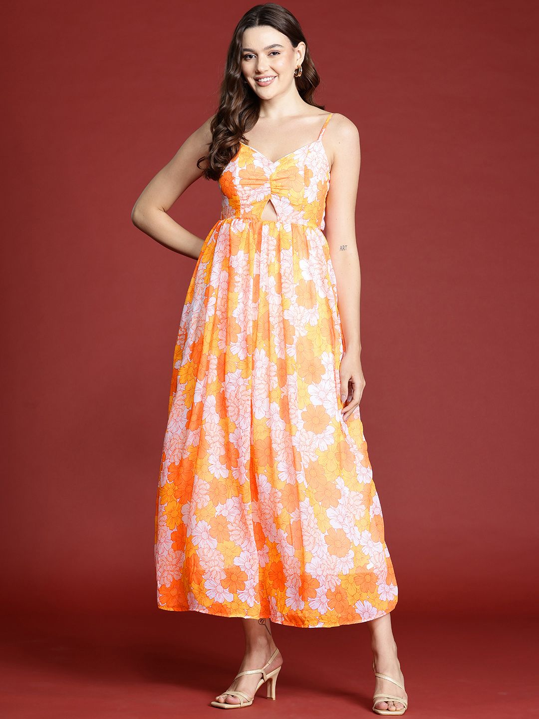all about you Floral Print Cut-Out Maxi Dress