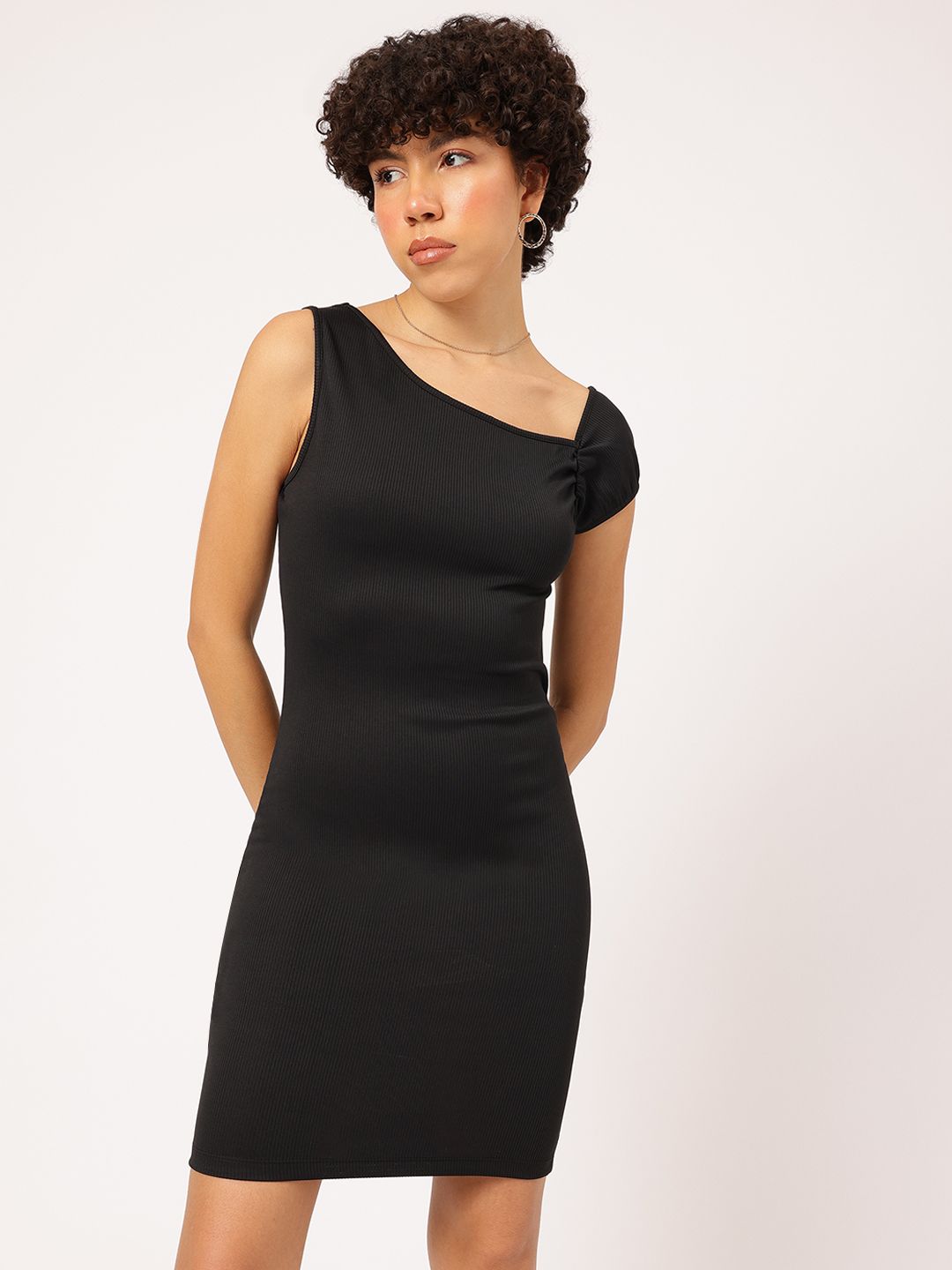 DressBerry Tea Party Chic Ribbed Mini Bodycon Dress