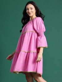 DressBerry Lace Inserts Cotton A-Line Dress