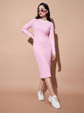 SASSAFRAS BASICS Ribbed Round Neck Bodycon Dress