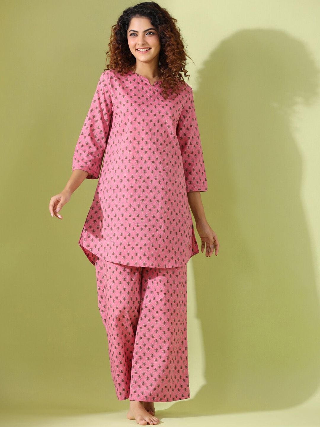 SANSKRUTIHOMES Ethnic Motifs Printed Pure Cotton Night suit