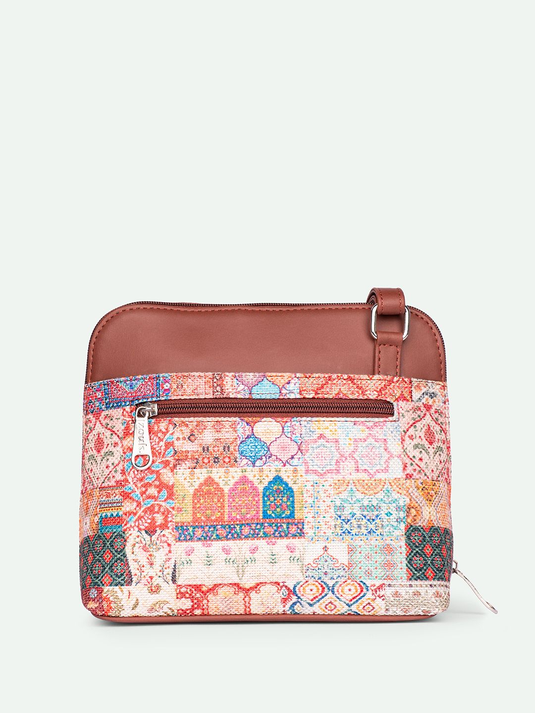 ZOUK Ethnic Motifs Printed Structured Sling Bag