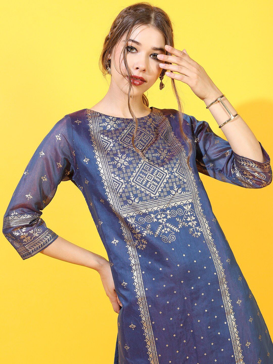Vishudh Women Blue Ethnic Motifs Kurta