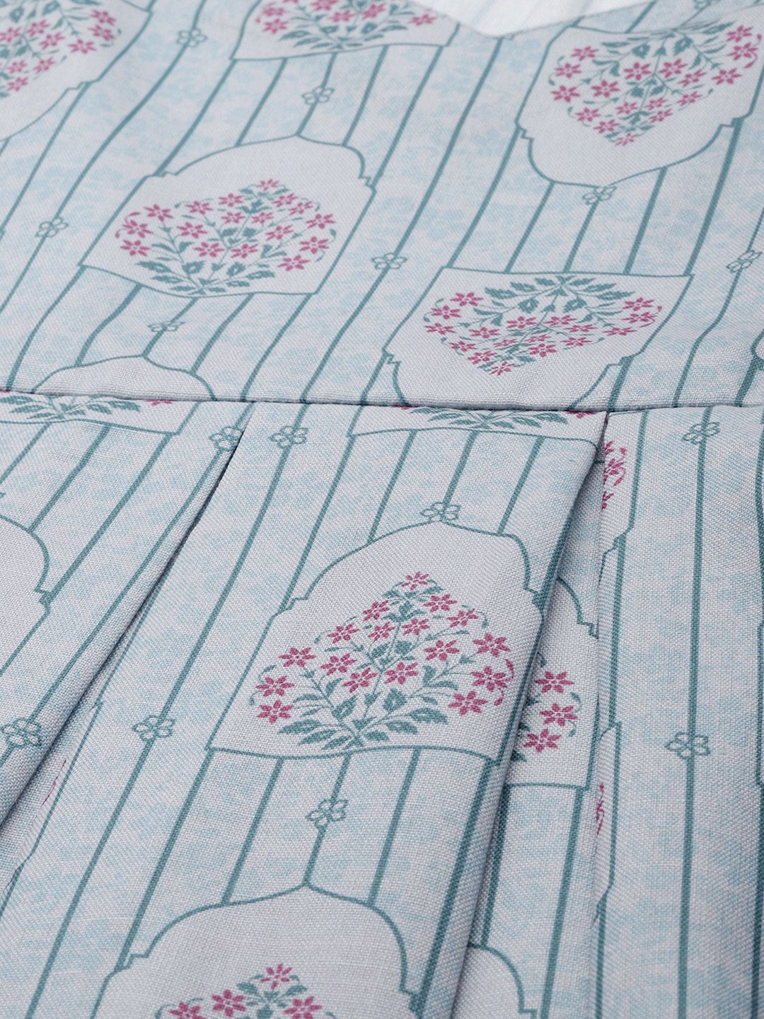 House of Pataudi Ethnic Motifs Printed A-Line Pleated Jashn Kurta