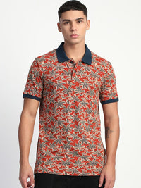 THE BEAR HOUSE Men Tropical Printed Slim Fit Polo T-shirt