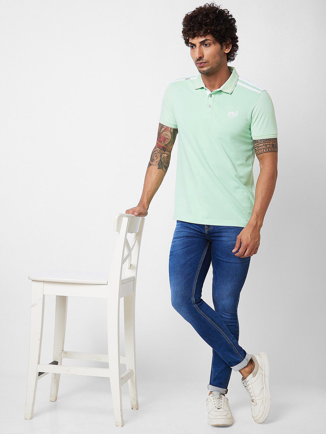SPYKAR Polo Collar Short Sleeves Cotton Slim Fit T-shirt
