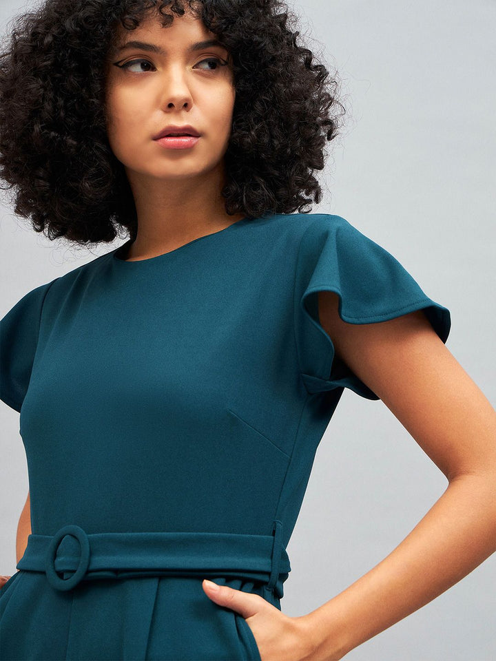 SASSAFRAS Green Belted Basic Jumpsuit