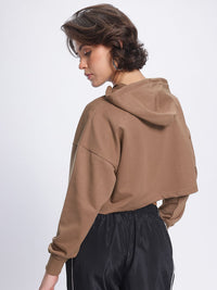 DressBerry Printed Cropped Boxy Hooded Sweatshirt