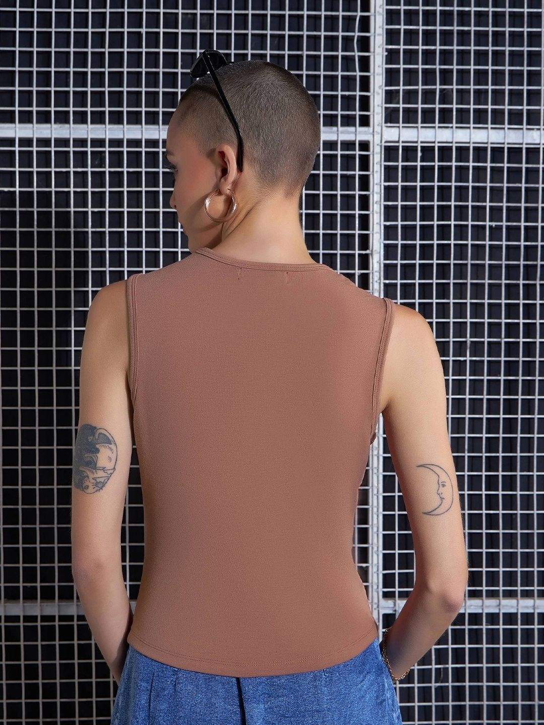 SASSAFRAS Brown Twisted Tank Top