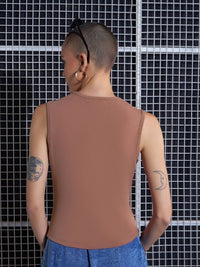 SASSAFRAS Brown Twisted Tank Top