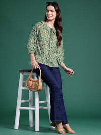 DressBerry Printed Peter Pan Collar Cotton Top