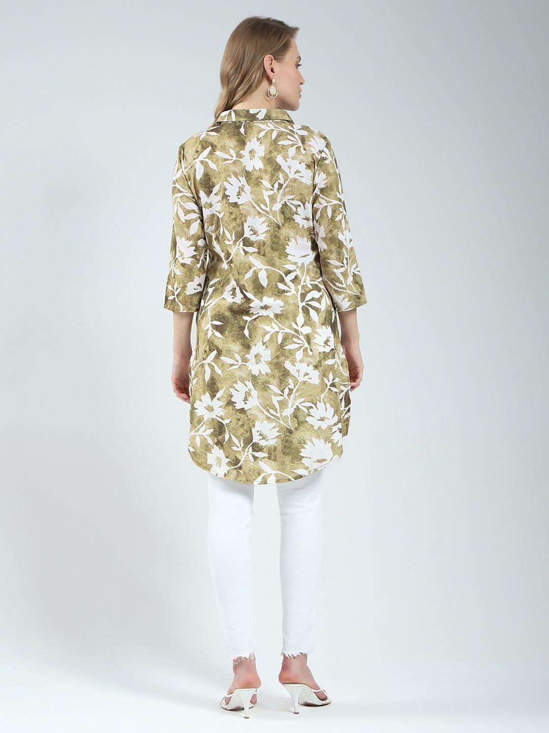Monte Carlo Floral Printed Shirt Collar Tunic