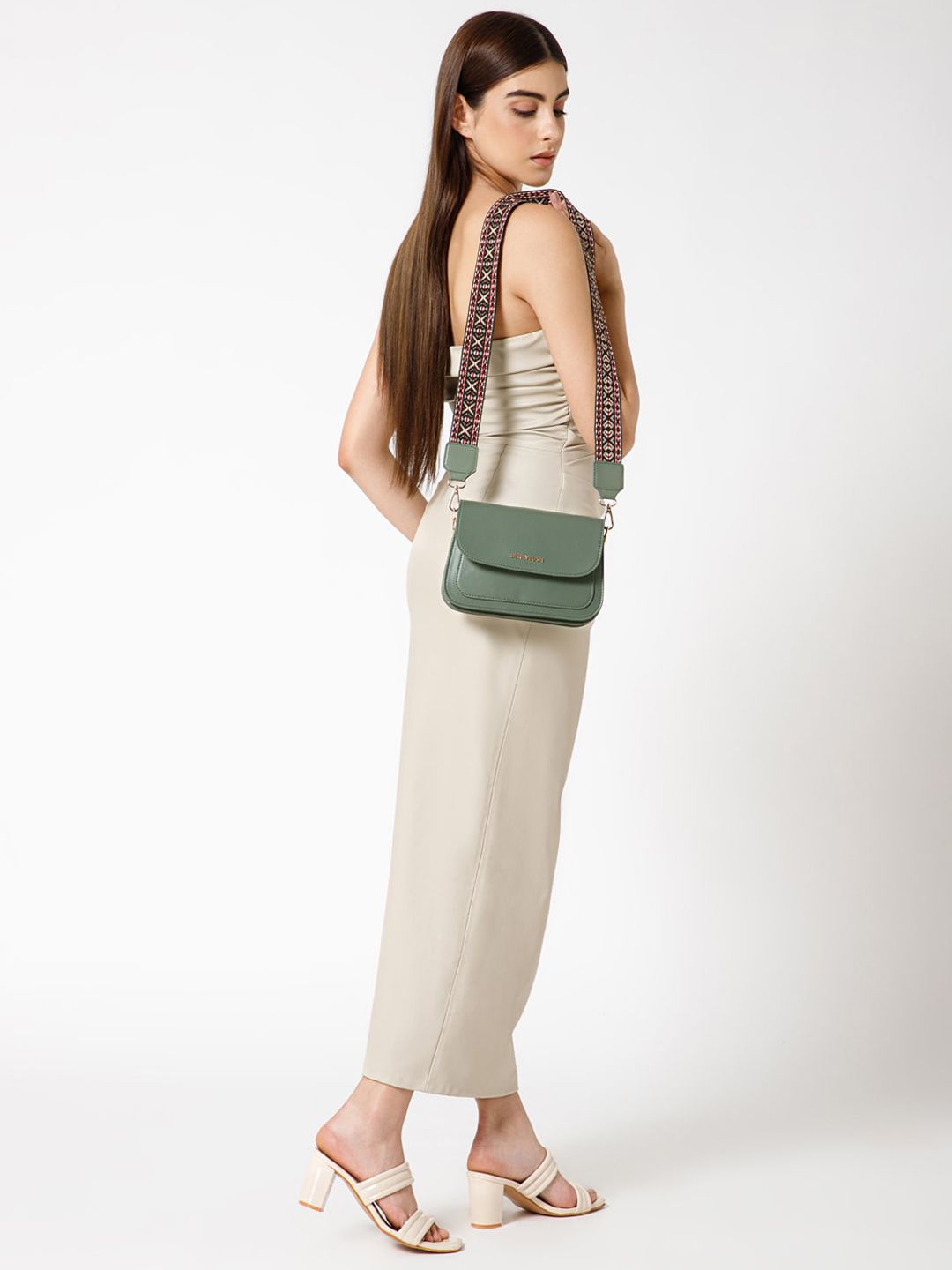 Berrylush Green Structured Sling Bag