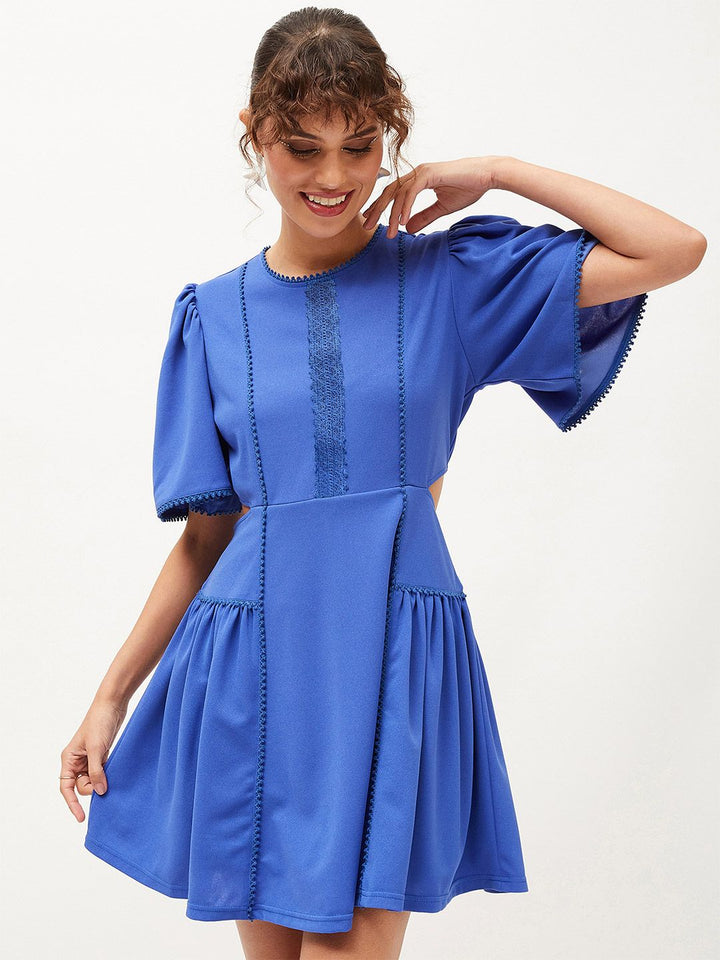 SASSAFRAS Round Neck Cut Out A-Line Dress