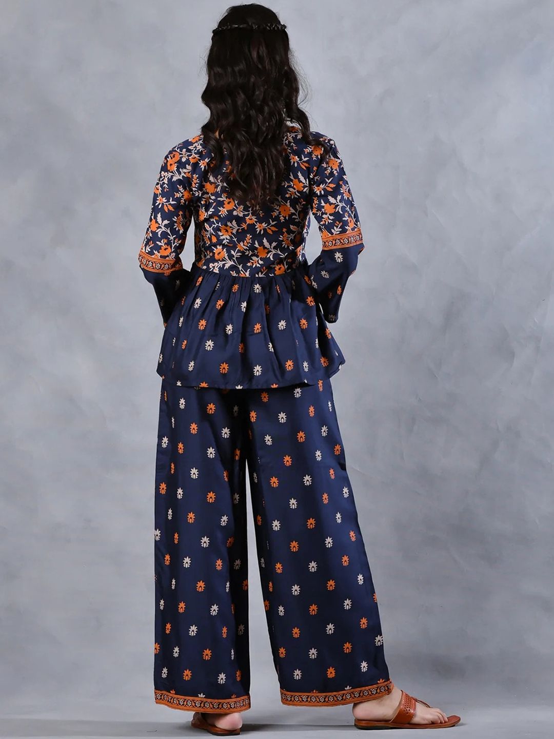 Rustorange Women Floral Printed Empire Kurti with Palazzos