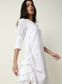 RAREISM White Linen A-Line Dress
