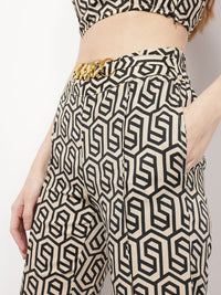 DressBerry Confident Allure Geometric Chain Glam Trousers