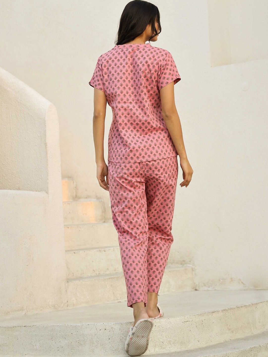 SANSKRUTIHOMES Ethnic Motifs Printed Pure Cotton Night suit