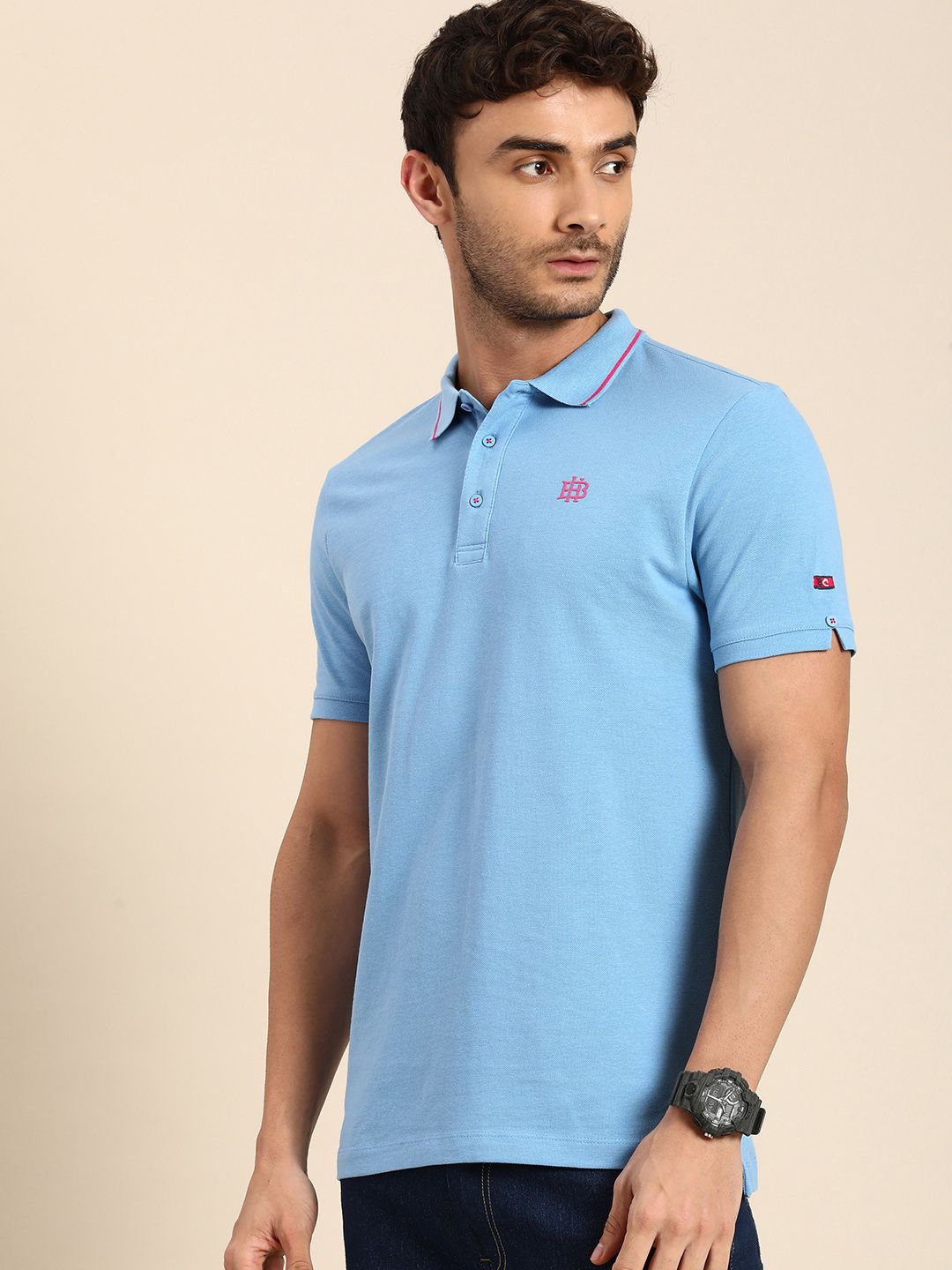 Being Human Printed Polo Collar Pure Cotton T-shirt