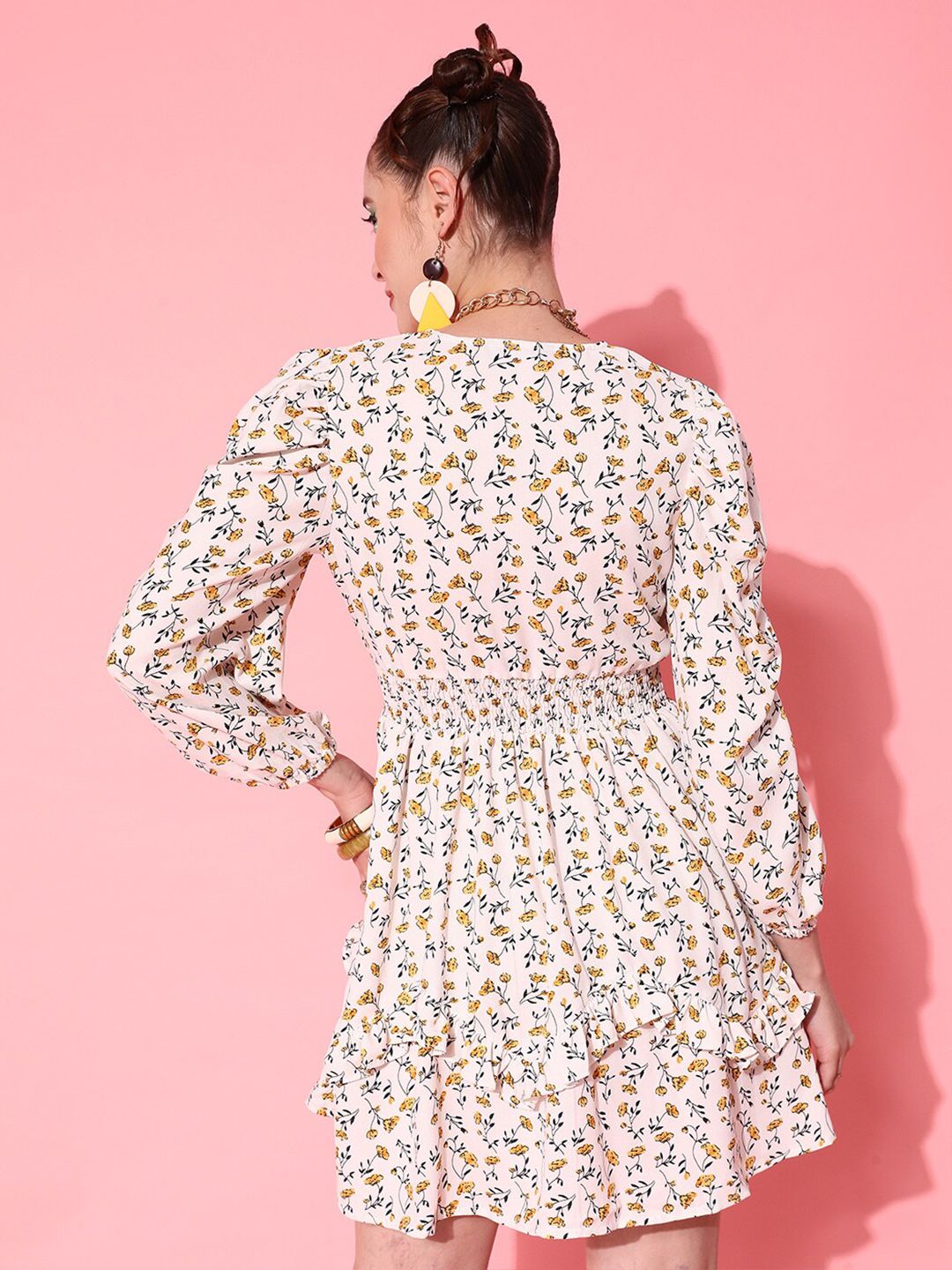 STREET 9 Women Bright Yellow Floral Dress