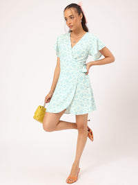 DressBerry Floral Frenzy Fluttery Wrap Mini Dress