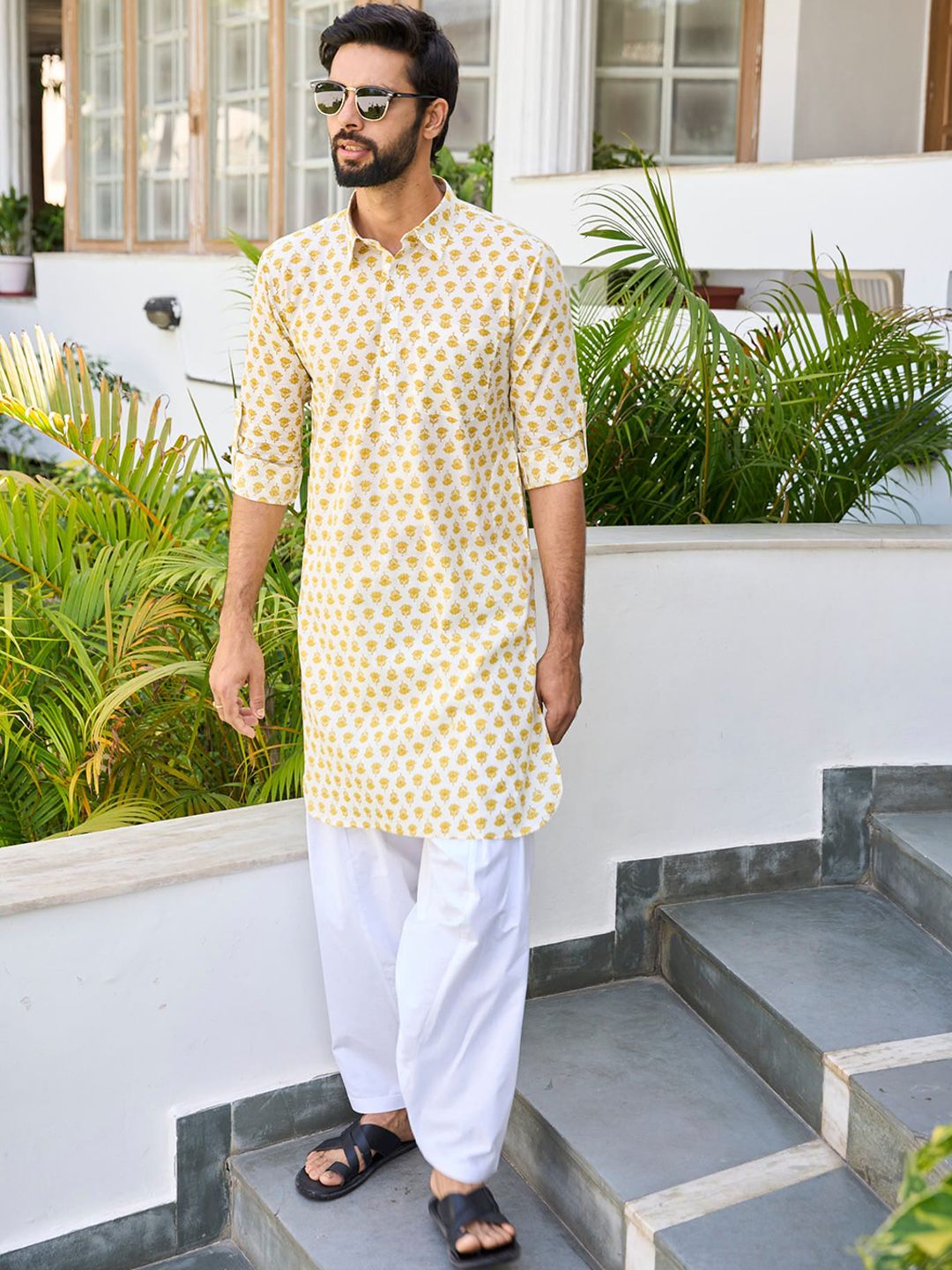 See Designs Ethnic Motif Printed Shirt Collar Pure Cotton Kurta