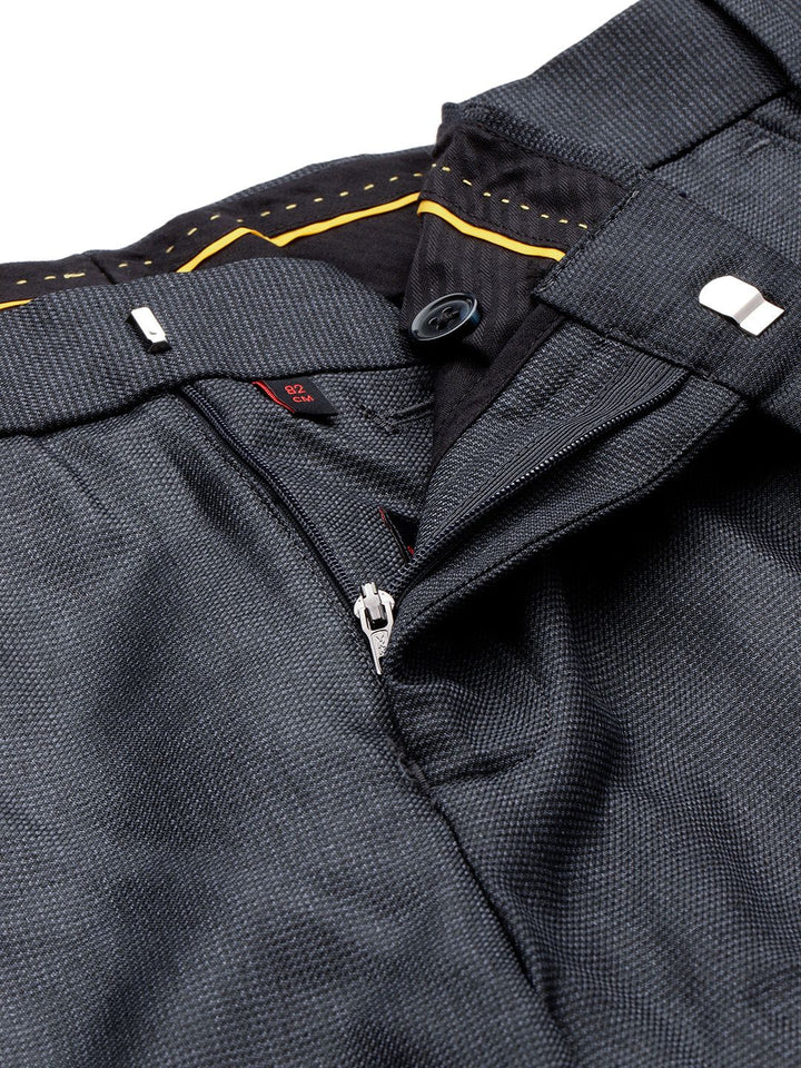 Raymond Men Self Design Textured Slim Fit Formal Trousers