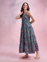 DressBerry Floral Print Tiered Empire Midi Dress