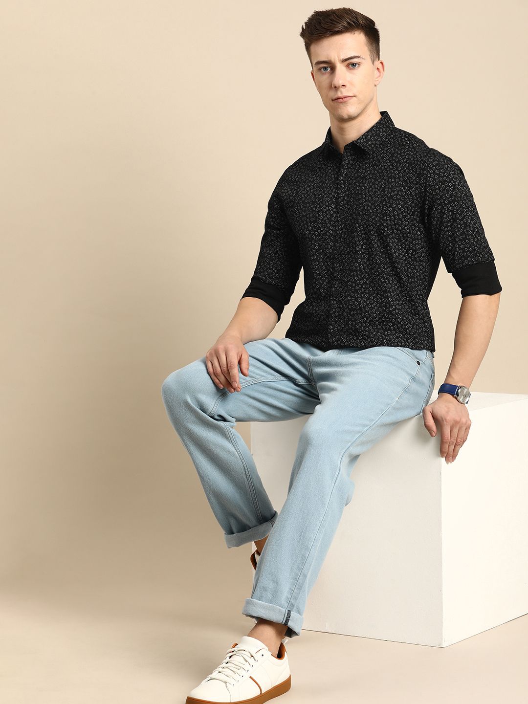 Being Human Slim Fit Floral Printed Pure Cotton Casual Shirt