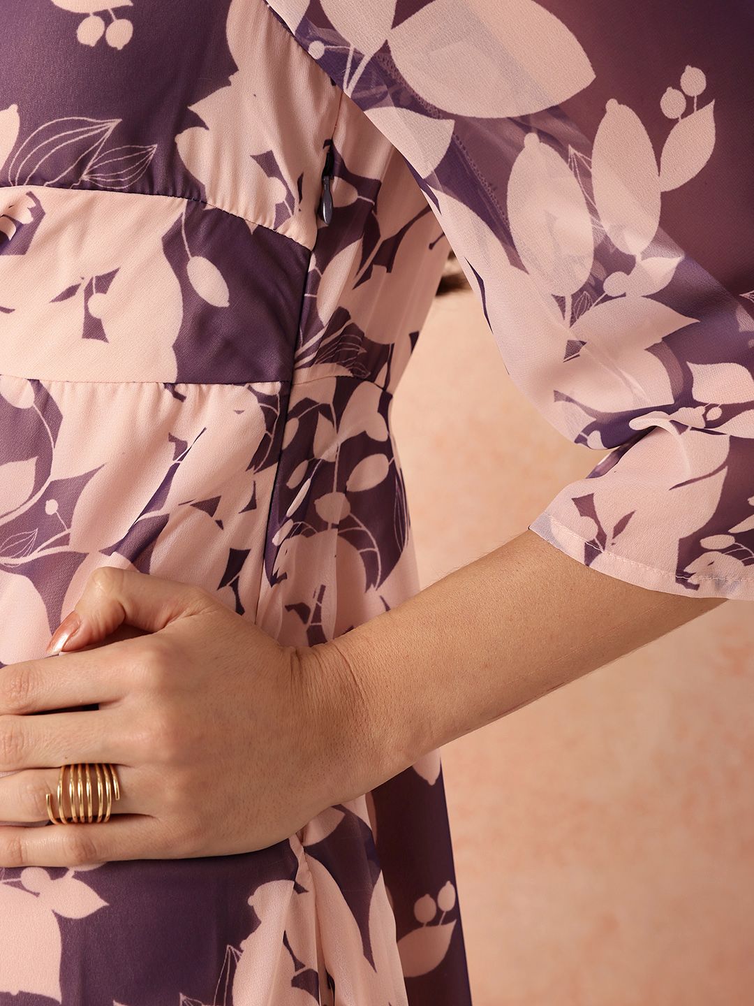 all about you Floral Print Twisted A-Line Midi Dress