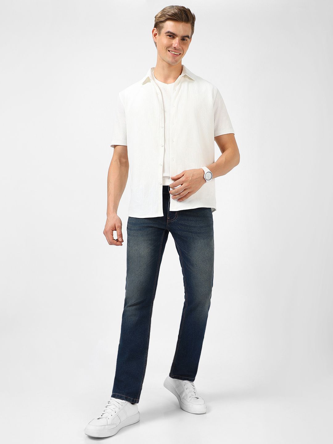 Urbano Fashion Men Bootcut Heavy Fade Clean Look Stretchable Jeans