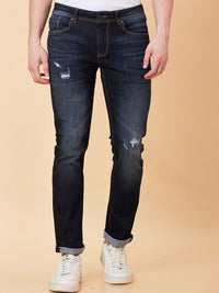 Being Human Men Slim Straight Fit Mildly Distressed Light Fade Stretchable Jeans