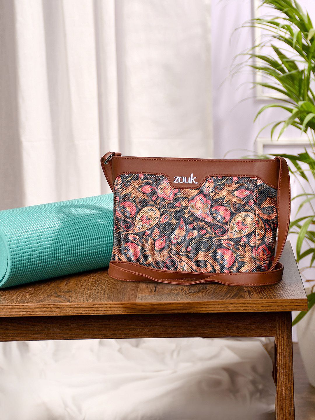 ZOUK Harmony Paisley Printed Structured Sling Bag