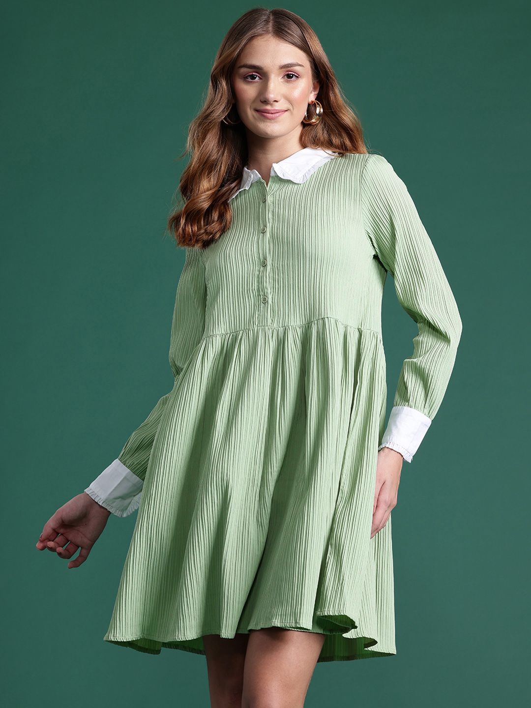 DressBerry Pleated Shirt Dress