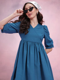 DressBerry Puff Sleeve A-Line Dress
