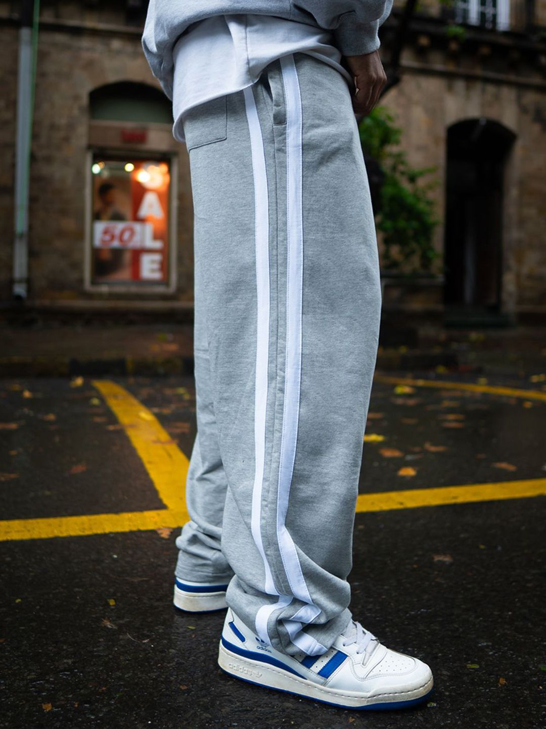 Powerlook Men Striped Relaxed Fit Pure Cotton Track Pants