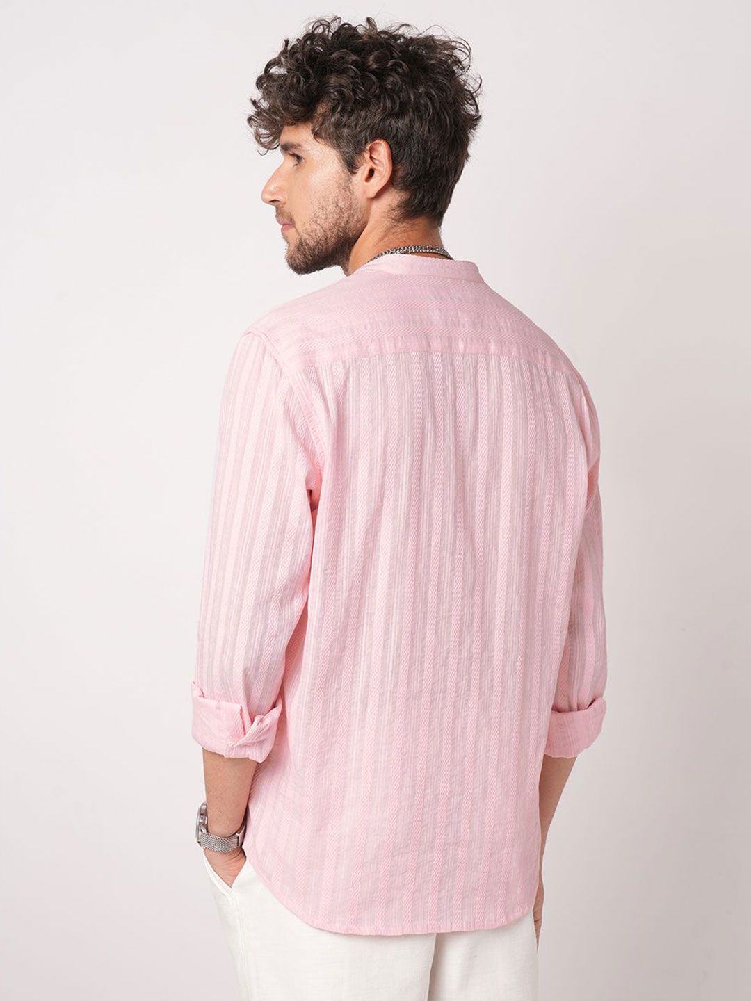 VASTRADO Men Striped Fusion Cotton Straight Kurta