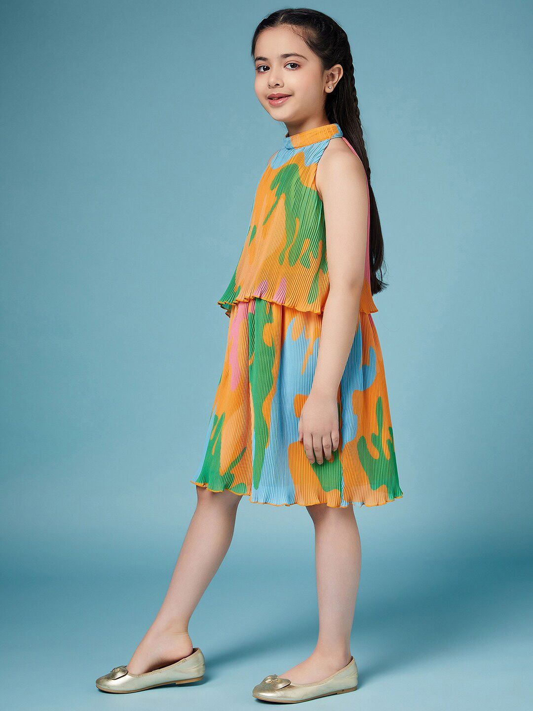pspeaches Girls Tie and Dye Georgette A-Line Dress