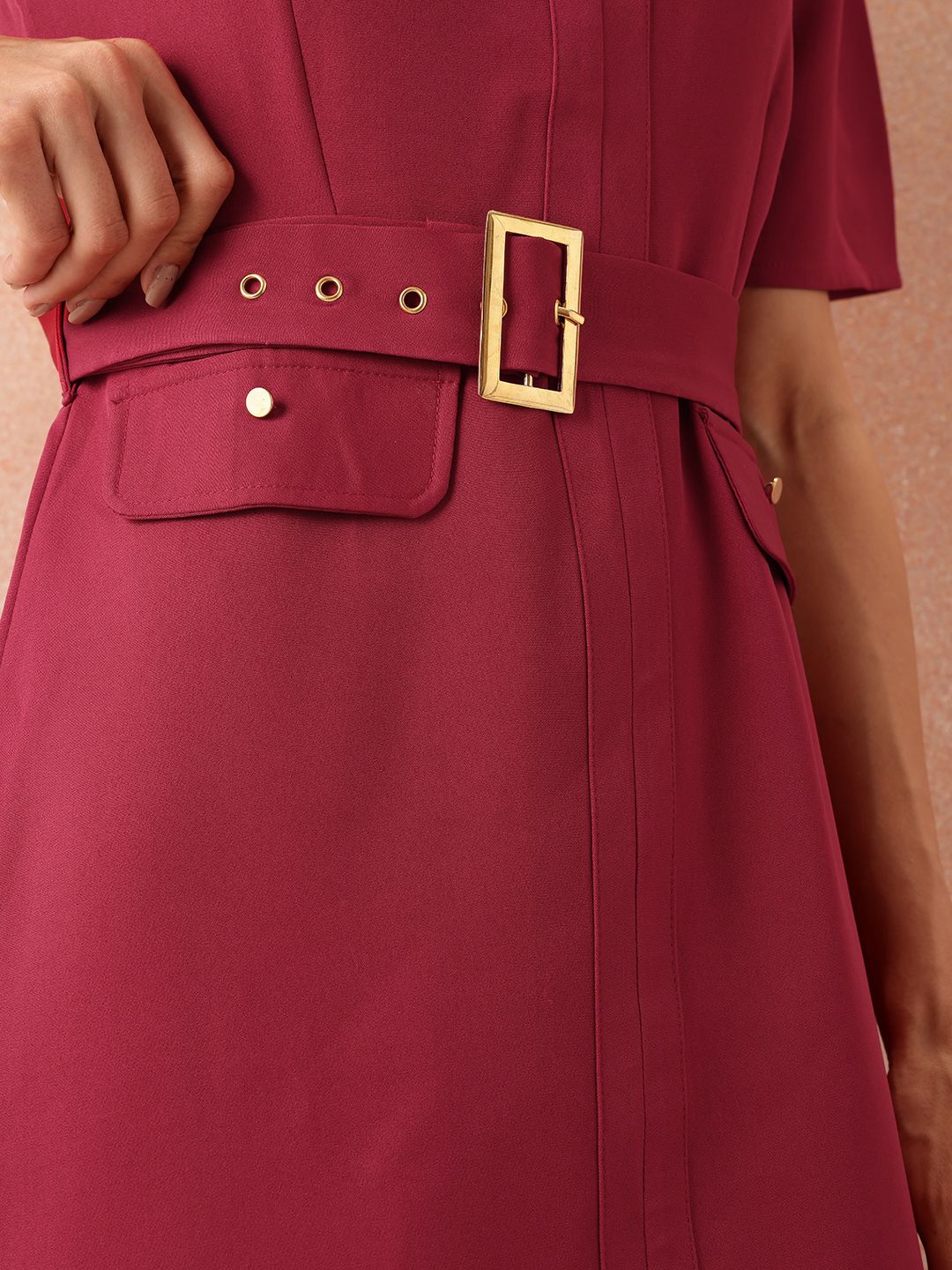 all about you Belted Sheath Midi Dress