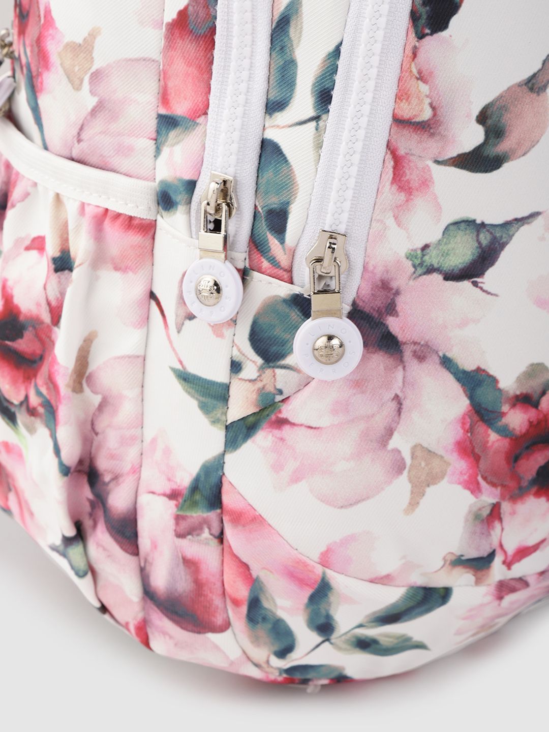 Lino Perros Women White & Pink  Floral Print 13 Inch Laptop Backpack