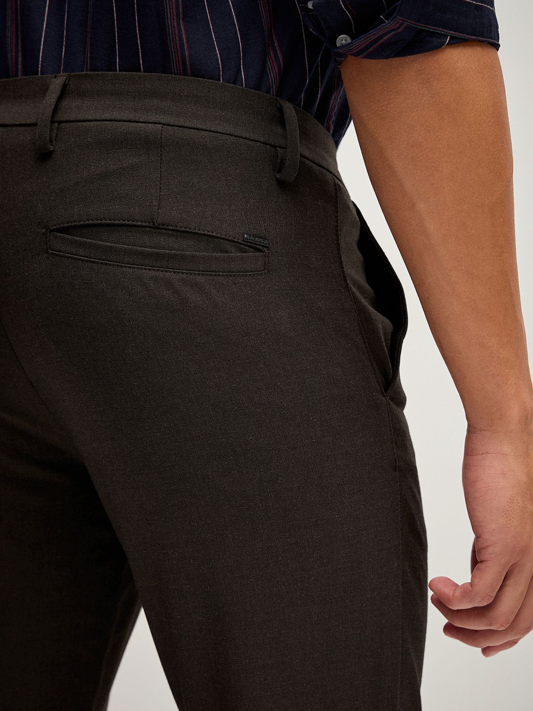 THE BEAR HOUSE Men Solid 4 Way Stretch Slim Fit Formal Trouser