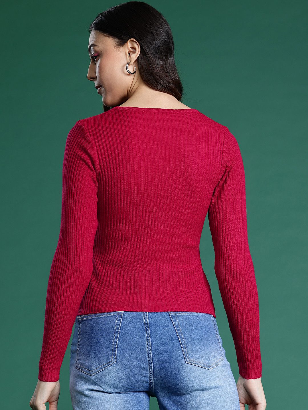 DressBerry Scoop Neck Ribbed Pullover