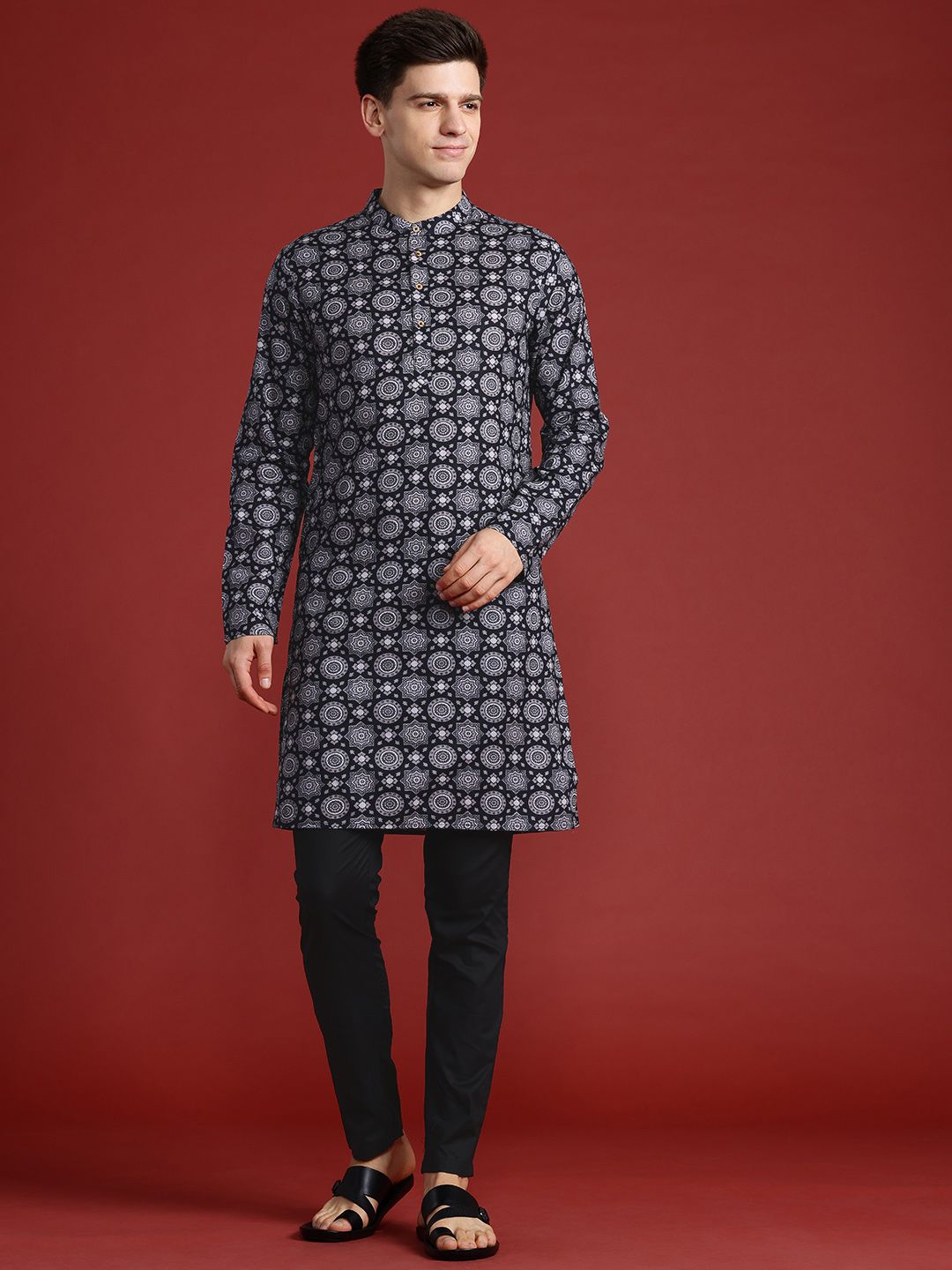 Anouk Printed Pure Cotton Kurta with Trousers
