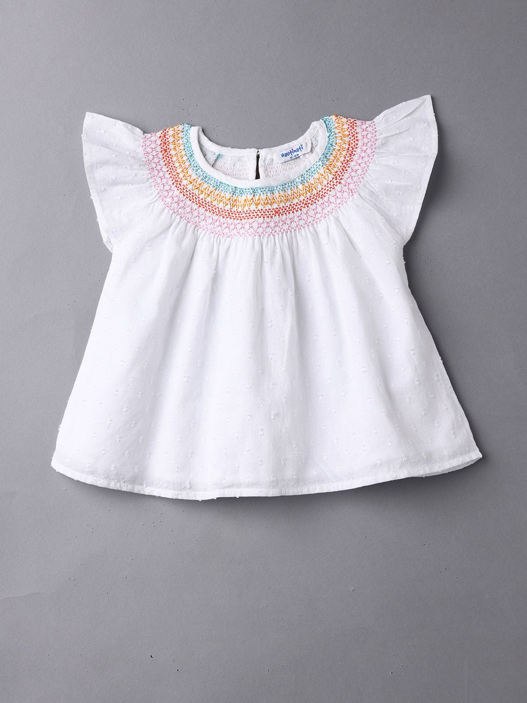 Nauti Nati Flutter Sleeve Cotton Blouson Top