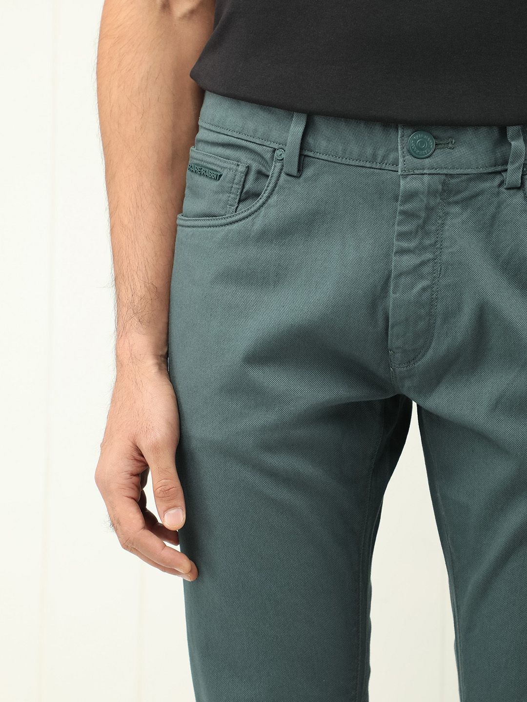 RARE RABBIT Poke Slim Fit Mid-Rise Cotton Trouser