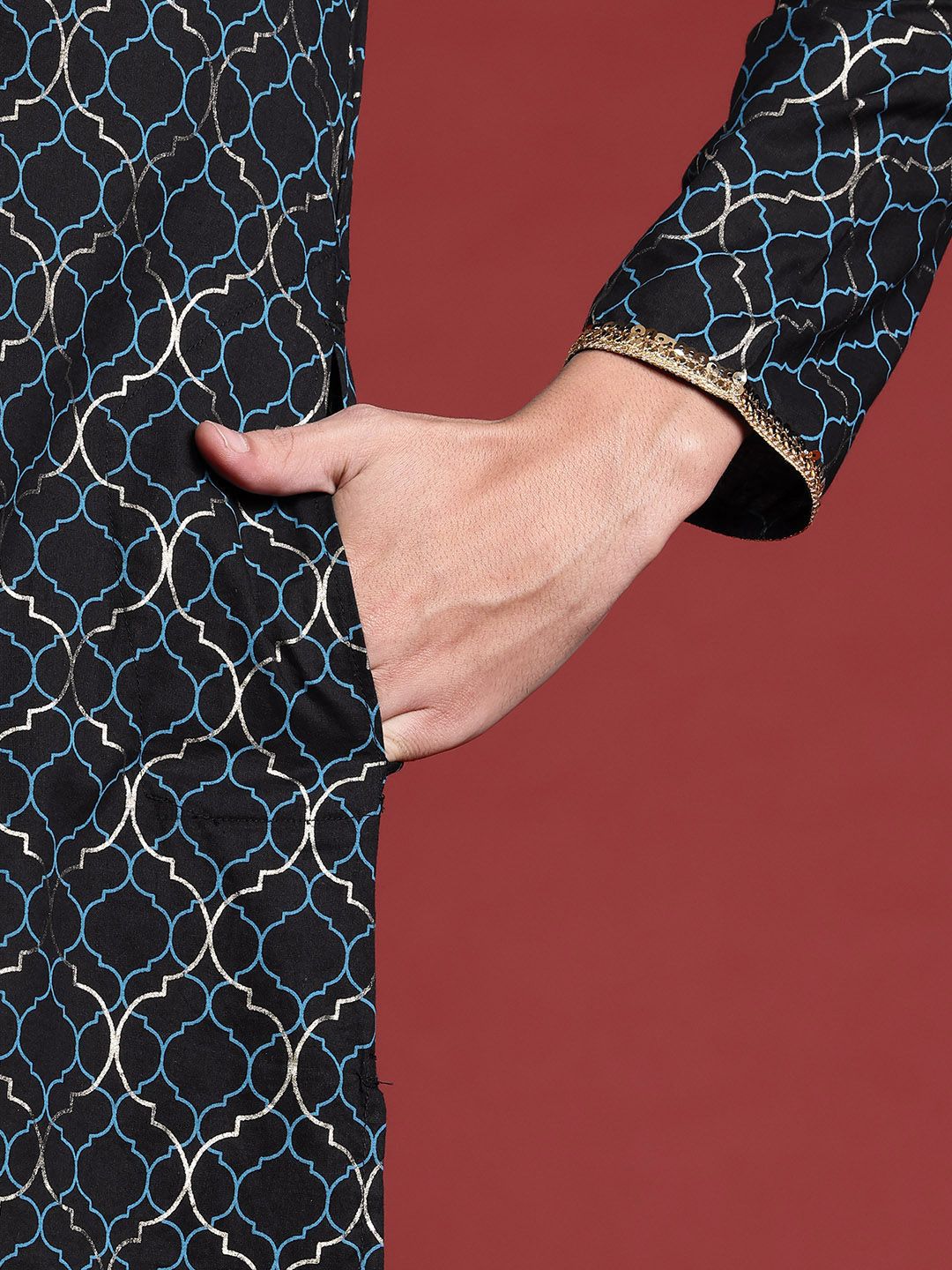 Anouk Geometric Print Straight Kurta